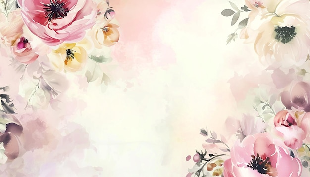 PSD arrière-plan abstrait avec des fleurs d'aquarelle