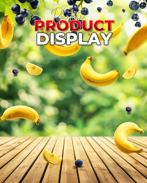 PSD arrière-plan de l'affichage du produit plantain