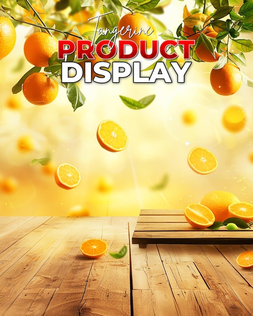 PSD arrière-plan de l'affichage du produit tangerine