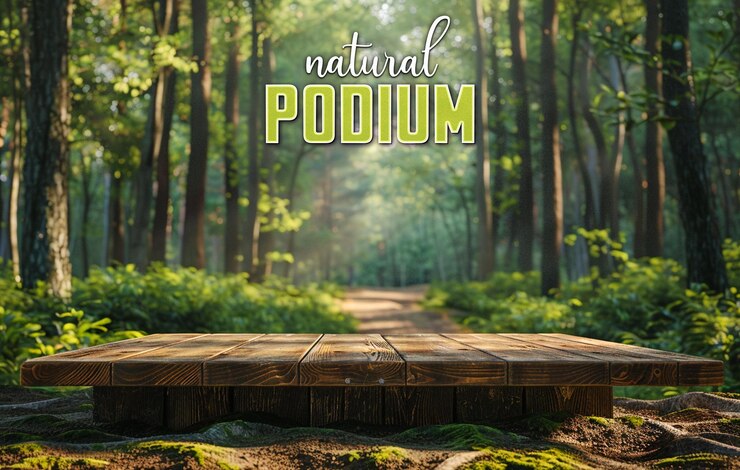 PSD arrière-plan d'affichage naturel réaliste du podium pour la vitrine du produit