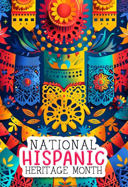 PSD arrière-plan de l'affiche du mois national du patrimoine hispanique