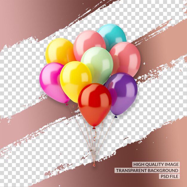 PSD arrière-plan de ballons d'anniversaire 3d png clipart arrière-plan isolé transparent