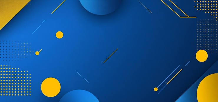 PSD arrière-plan bleu avec des formes géométriques et des accents jaunes pour la présentation ou les animations graphiques