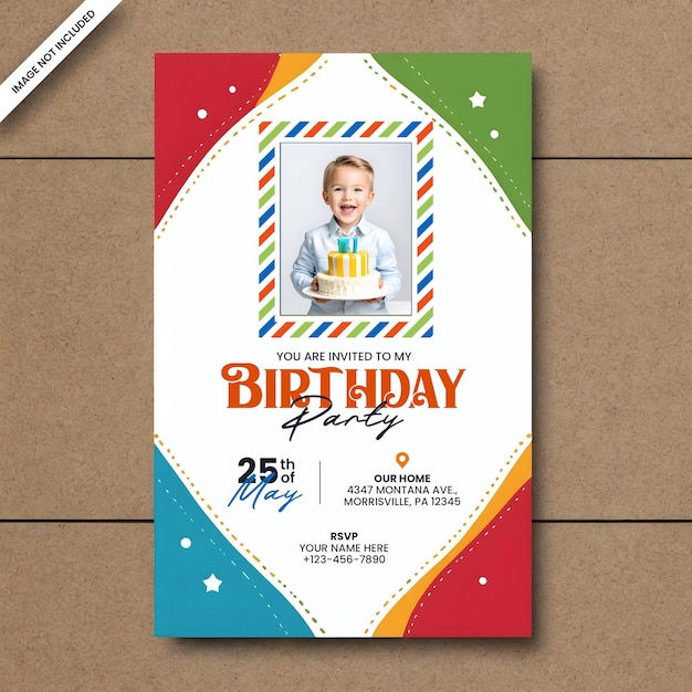 Arrière-plan d'une carte d'invitation à une fête d'anniversaire avec un espace de copie vide pour le texte et la photo