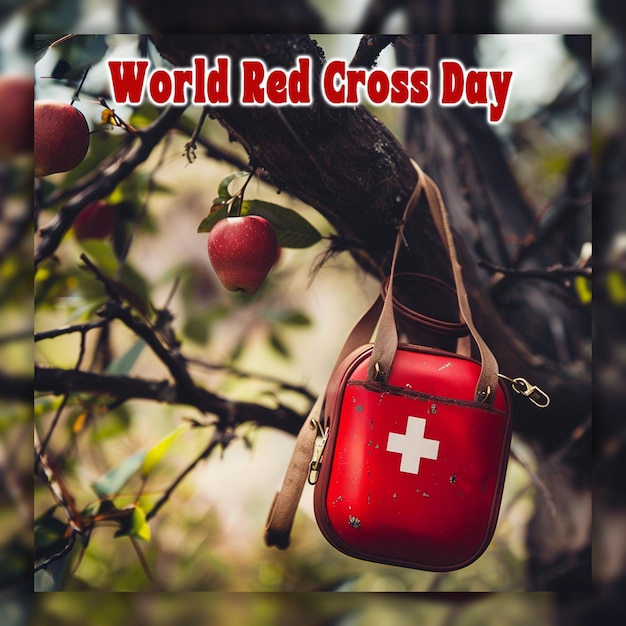 PSD arrière-plan de la célébration internationale de la journée mondiale de la croix-rouge