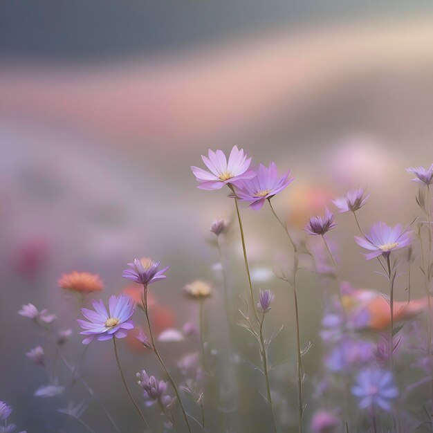 PSD arrière-plan coloré d'un champ de fleurs sauvages