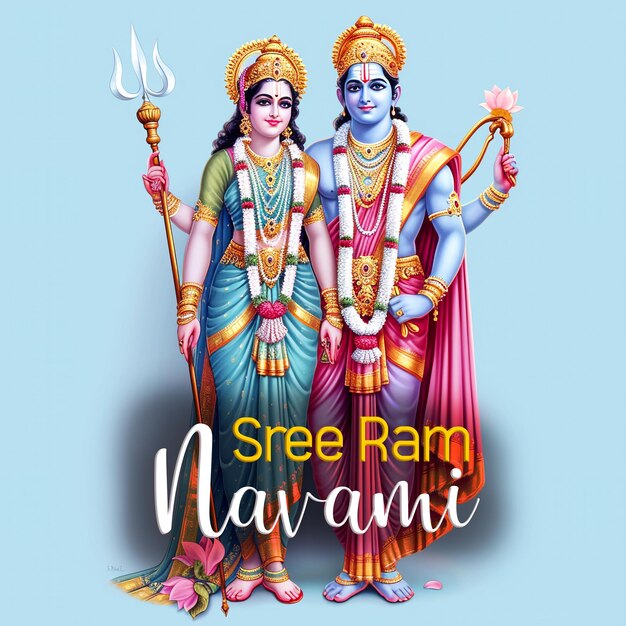 PSD arrière-plan du festival de ram navami avec ram sita