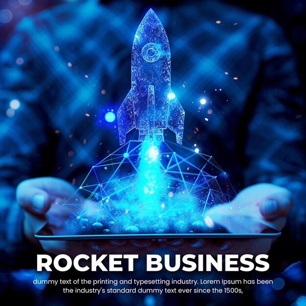 PSD arrière-plan du modèle du carré rocket business