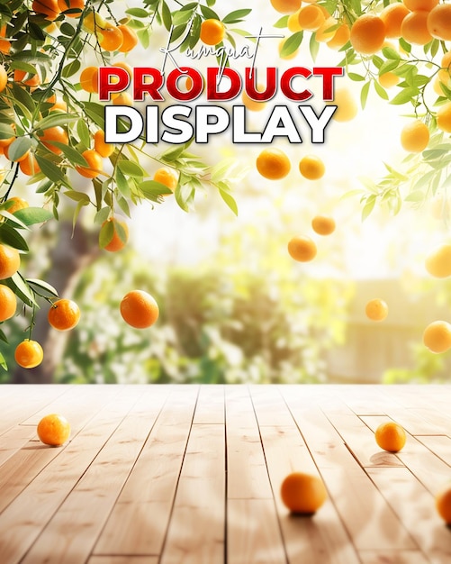 PSD arrière-plan du modèle de vitrine de produit kumquat