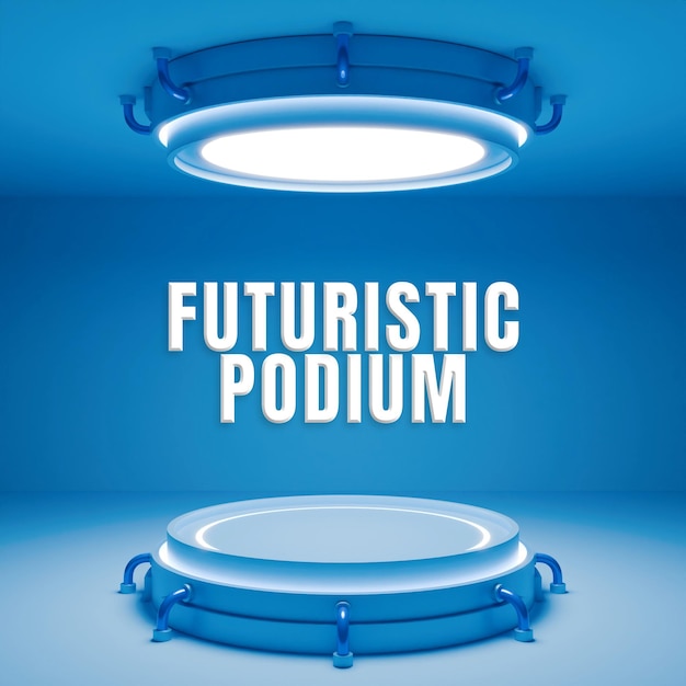 arrière-plan du podium bleu futuriste rendu 3D
