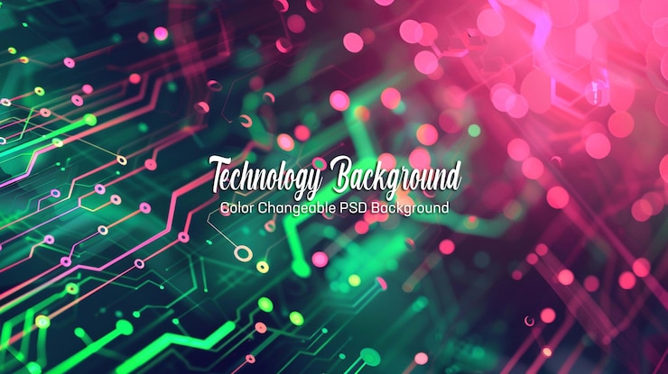 PSD arrière-plan du traitement de la technologie futuriste des circuits imprimés abstraits