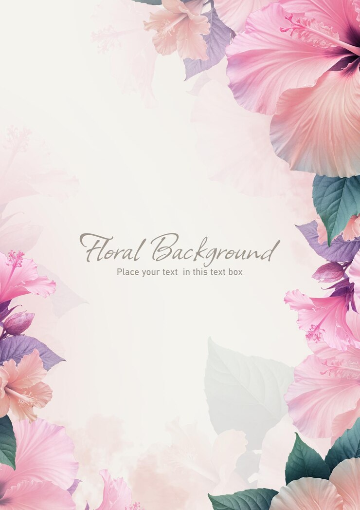 PSD un arrière-plan floral élégant avec des fleurs et des feuilles roses pastel