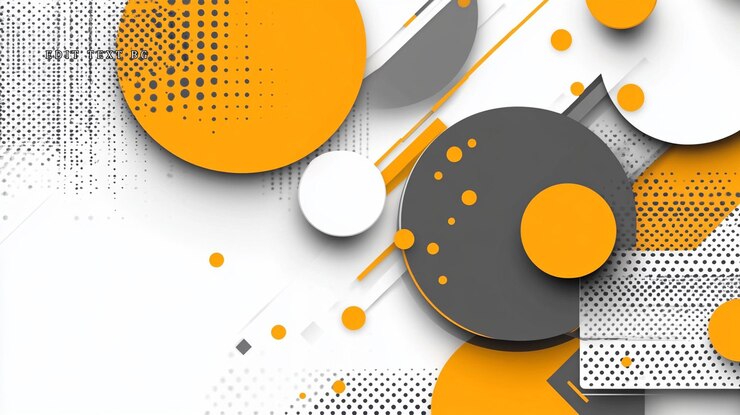 PSD arrière-plan géométrique abstrait avec des cercles et des formes gris orange et blancs