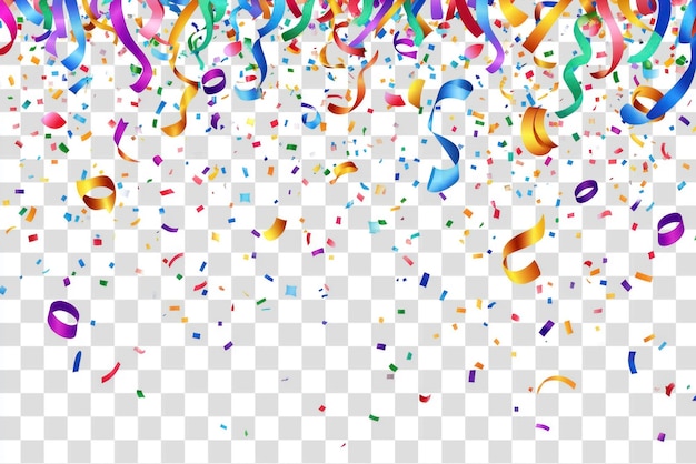 Arrière-plan de l'illustration des confettis en PNG et des rubans qui tombent