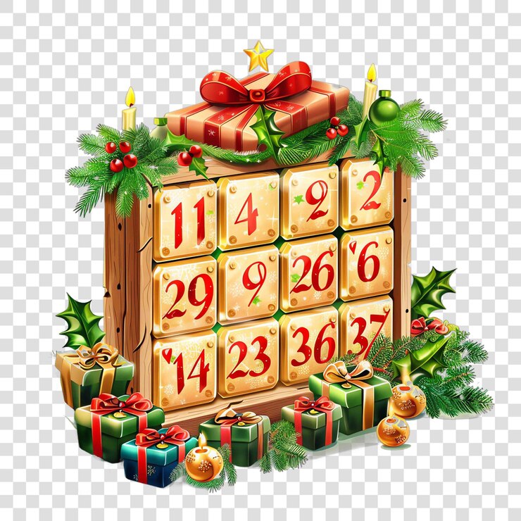 PSD arrière-plan de l'illustration du calendrier de l'avent de noël