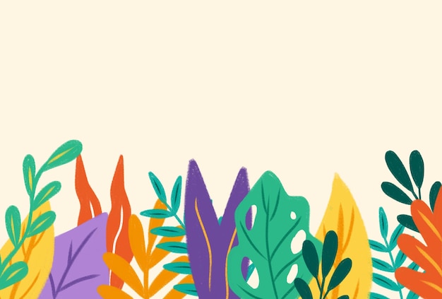 Arrière-plan avec une illustration de feuilles tropicales Arrière-fond avec des feuilles disposées en bas