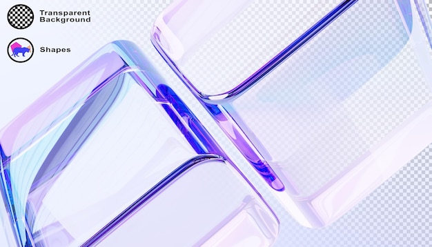 Arrière-plan macro en verre 3D abstrait avec des cubes ou des blocs de cristal et un effet de prisme de lumière arc-en-ciel Boîtes carrées transparentes avec un gradient holographique iridescent