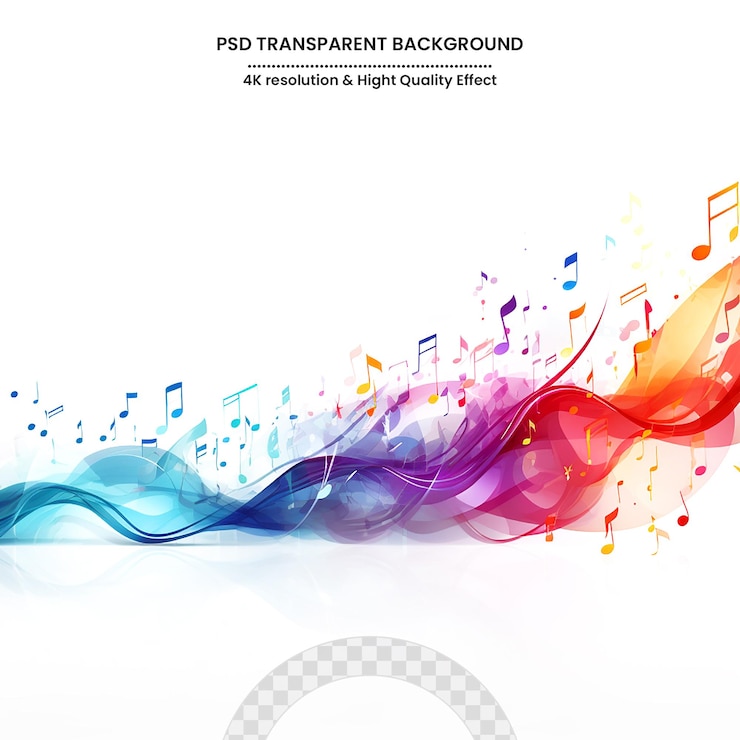 PSD arrière-plan de musique abstraite avec des notes et des papillons