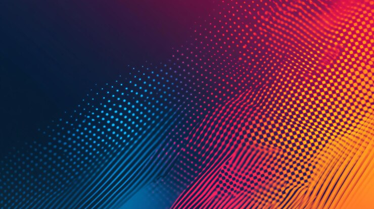 PSD arrière-plan d'ondes colorées abstraites avec des points vibrants