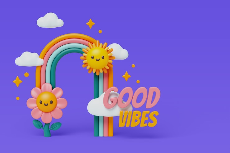 PSD arrière-plan de rendu 3d de bonnes vibrations