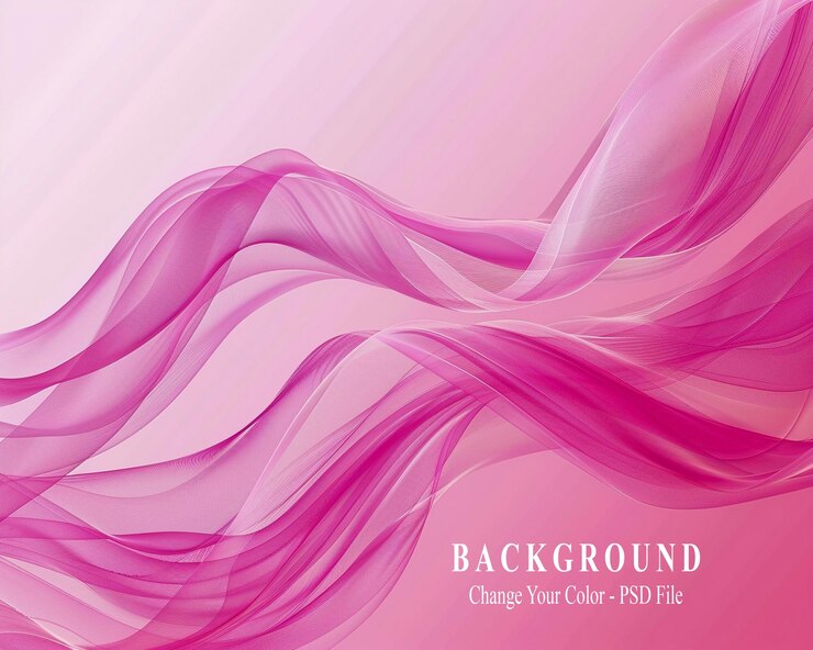 PSD arrière-plan rose avec un ruban rose dans le coin inférieur droit un gradient rose ondes de couleur rose