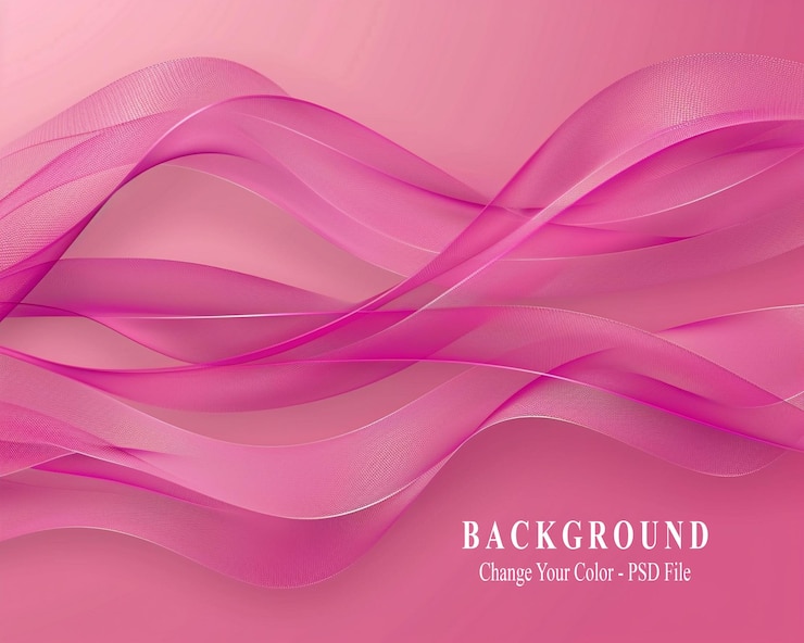PSD arrière-plan rose avec un ruban rose dans le coin inférieur droit un gradient rose ondes de couleur rose