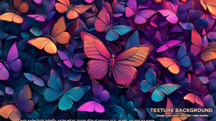 PSD arrière-plan sans couture aquarelle papillons colorés