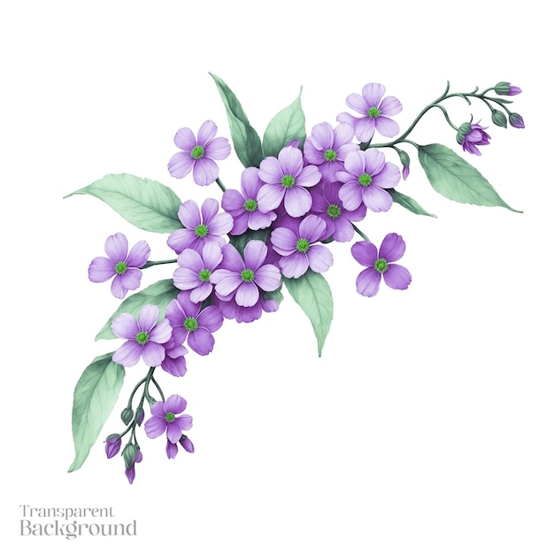 Arrière-plan Transparent à L'aquarelle De Fleurs Violettes