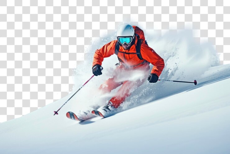 PSD arrière-plan transparent avec bord de skieur dynamique png