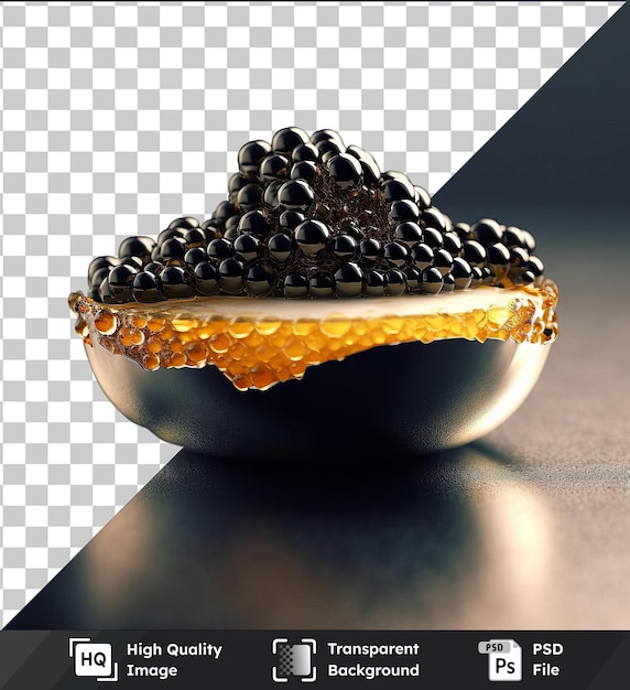 PSD arrière-plan transparent avec un canapé de caviar exquis isolé dans un bol