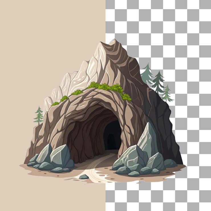 PSD arrière-plan transparent du vecteur de la grotte