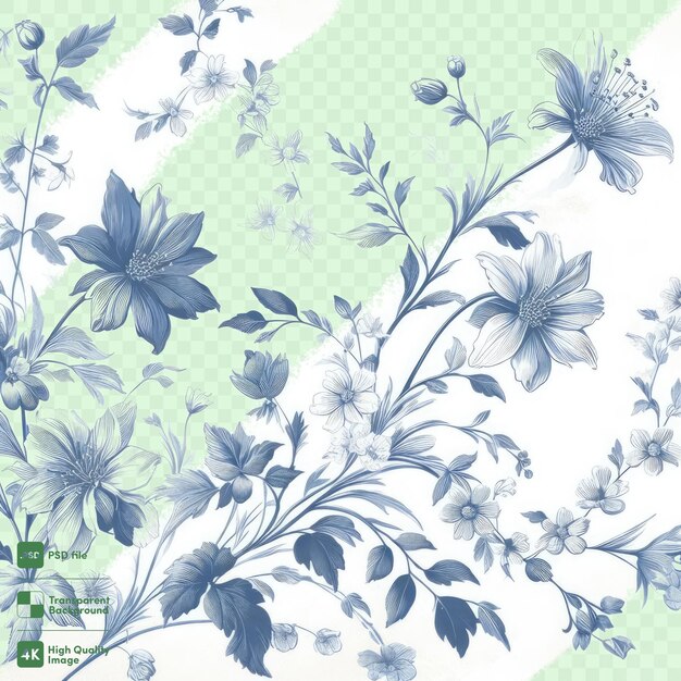 PSD arrière-plan transparent floral sans couture psd