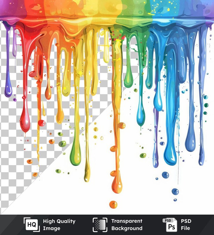PSD arrière-plan transparent avec des gouttes de liquide arc-en-ciel isolées symbole vectoriel spectre goutte de liquide dans l'air