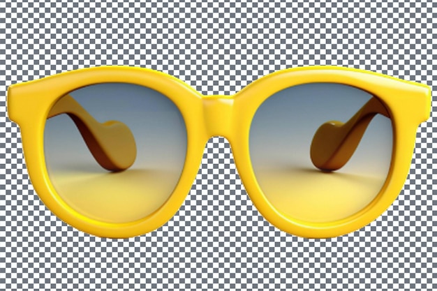 PSD arrière-plan transparent isolé avec lunettes de soleil jaunes 3d