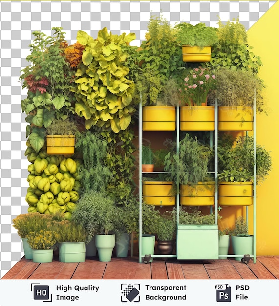 PSD arrière-plan transparent avec isolé photographique réaliste fermier urbain _ s jardin vertical aucune image pour fournir une légende pour