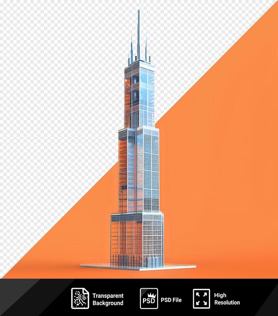 PSD arrière-plan transparent avec un modèle 3d isolé du pont aérien de la tour willis