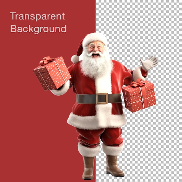 Arrière-plan transparent Le Père Noël portant des boîtes à cadeaux