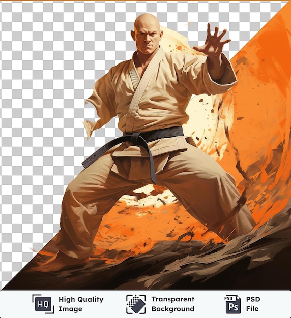 PSD arrière-plan transparent avec une photographie réaliste isolée de l'entraînement aux arts martiaux du maître de judo