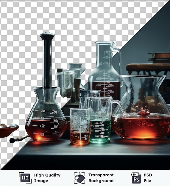 PSD arrière-plan transparent avec une photographie réaliste isolée des expériences scientifiques du scientifique