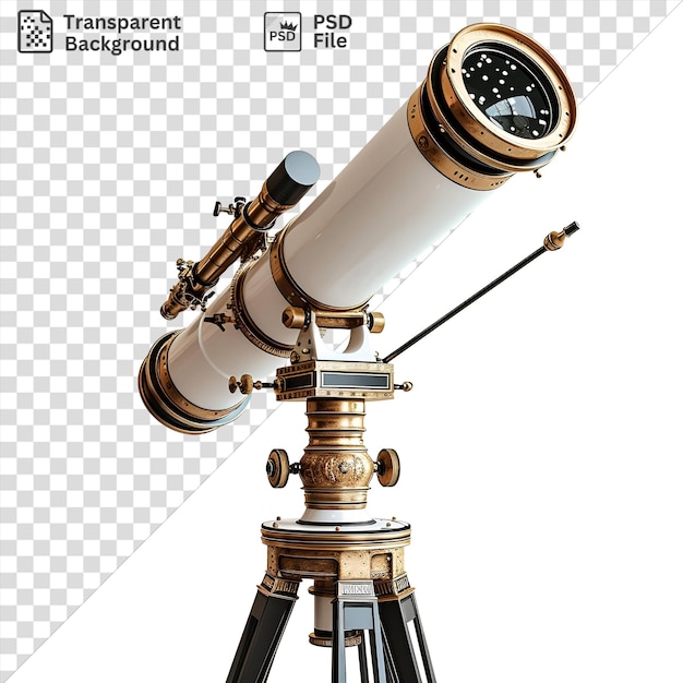 PSD arrière-plan transparent photographique réaliste télescope d'astronomes sur un trépied noir