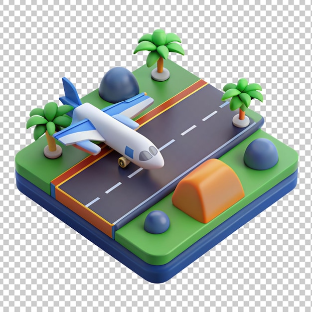 PSD arrière-plan transparent de la piste d'atterrissage 3d