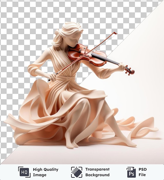 PSD arrière-plan transparent psd violoniste 3d jouant un solo
