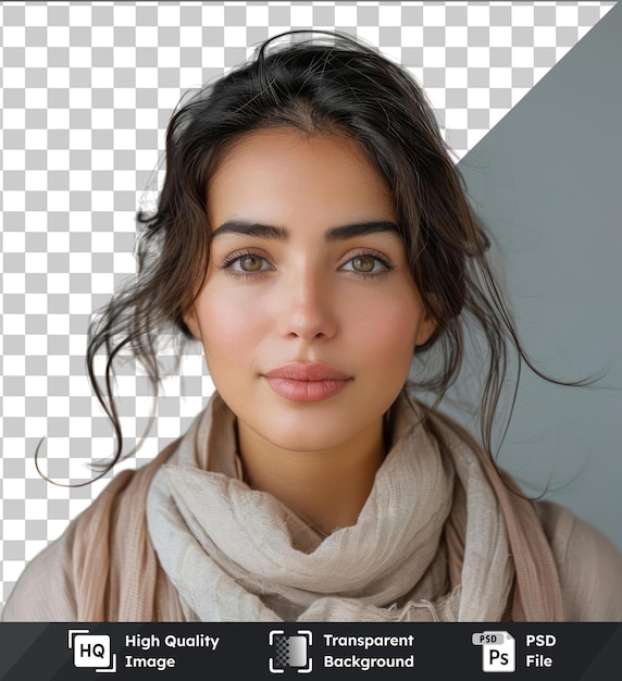 Arrière-plan Transparent Psd Wow C'est Un Portrait Incroyable Avec Espace De Copie Place Vide De Assez Charmant Confiant Femme à La Mode En Cgi Avec Cheveux Bruns Bleus Et Yeux Bruns Petit Nez Et Blanc