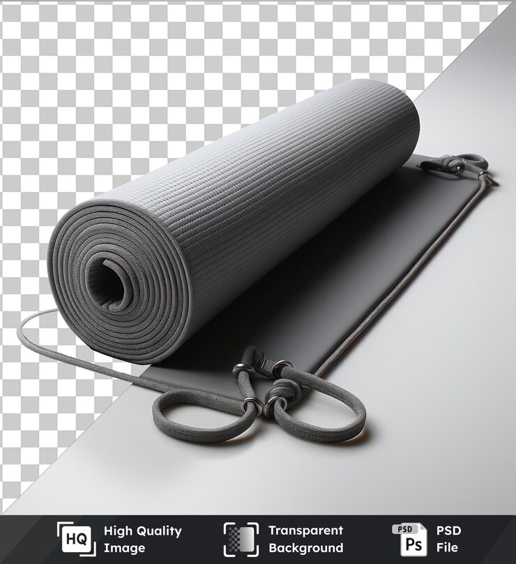 PSD arrière-plan transparent avec tapis de yoga réaliste isolé de l'instructeur de yoga