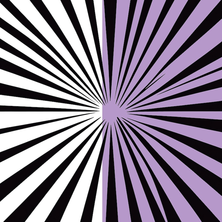 PSD arrière-plan vectoriel noir et blanc de rayons de lumière de style bande dessinée avec un centre blanc et un espace pour le texte arrière-plan blanc png