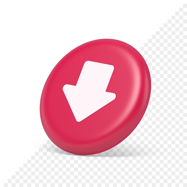 Arrow down button keyboard navigation pointer cyberspace downloading web app 3d side view icon