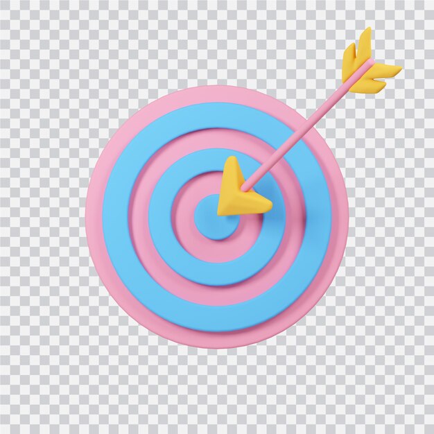 arrow with target icon isolated on white 3d rendered image