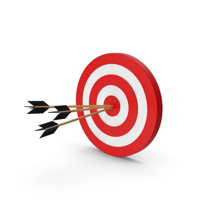 PSD arrows hitting the target bullseye signifying success and achievement