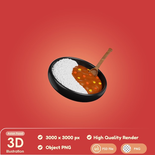Arroz al curry 3d