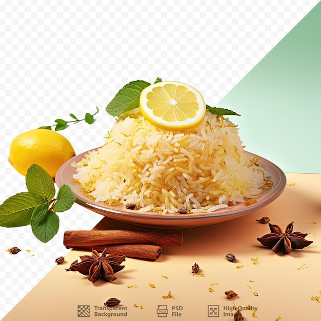 PSD arroz al estilo asiático hervido con limón y especias